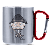 Da Oid Sinzer Goaßlschnoizer Edelstahl Kaffeetasse roter Karabiner 320ml Kitzstein Front